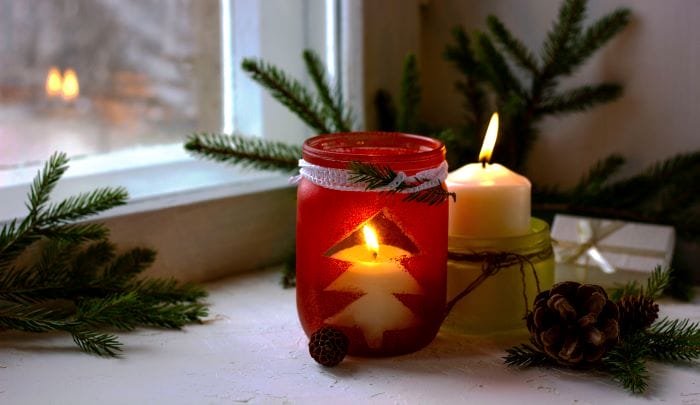 Bougeoirs givrés faits main pour la table de Noël